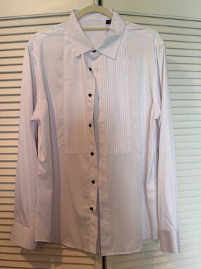 WHITE BUTTON DOWN TUXEDO SHIRT Size M